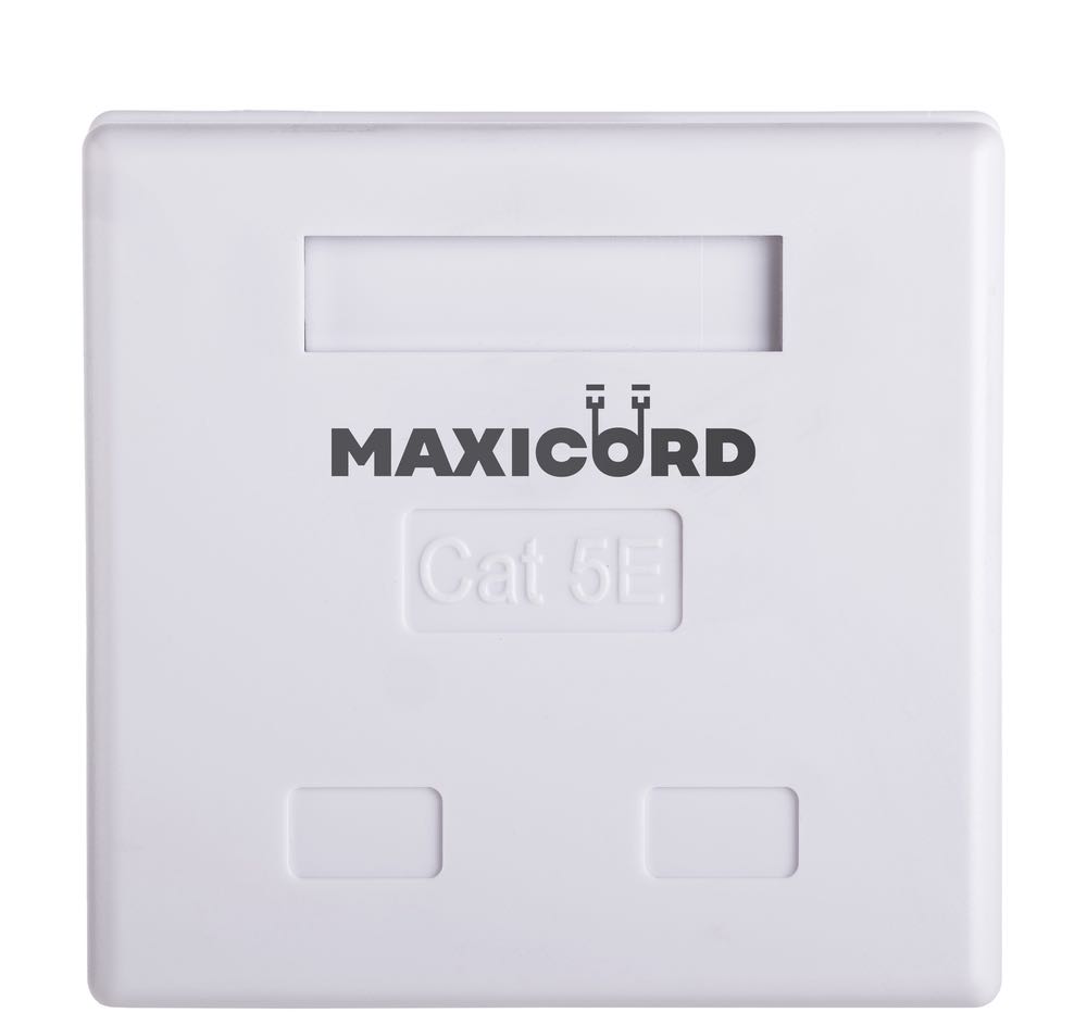 Компьютерная розетка Maxicord кат.5е 2 порта RJ-45, настенная белая